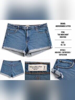 Abercrombie & Fitch The Mom Short high rise denim size 18/34